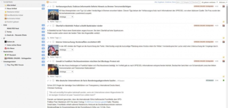 Tt Rss tt-rss - kostenloser RSS Reader - Florian Niefünd