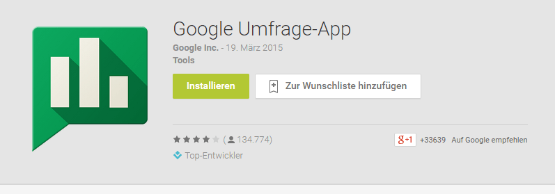 Google Umfrage-App Playstore