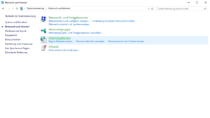 Internetoptionen und Internetanzeige- und - Verbindungseinstellungen konfigurueren