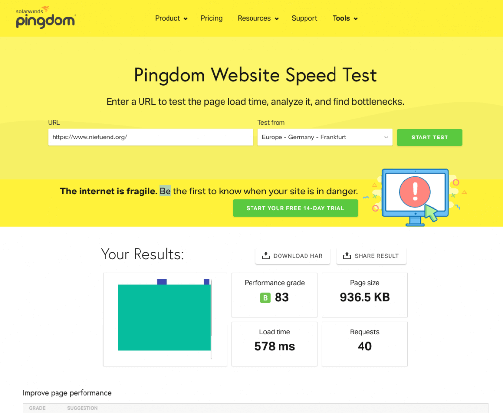 Pingdom Website Speed Test