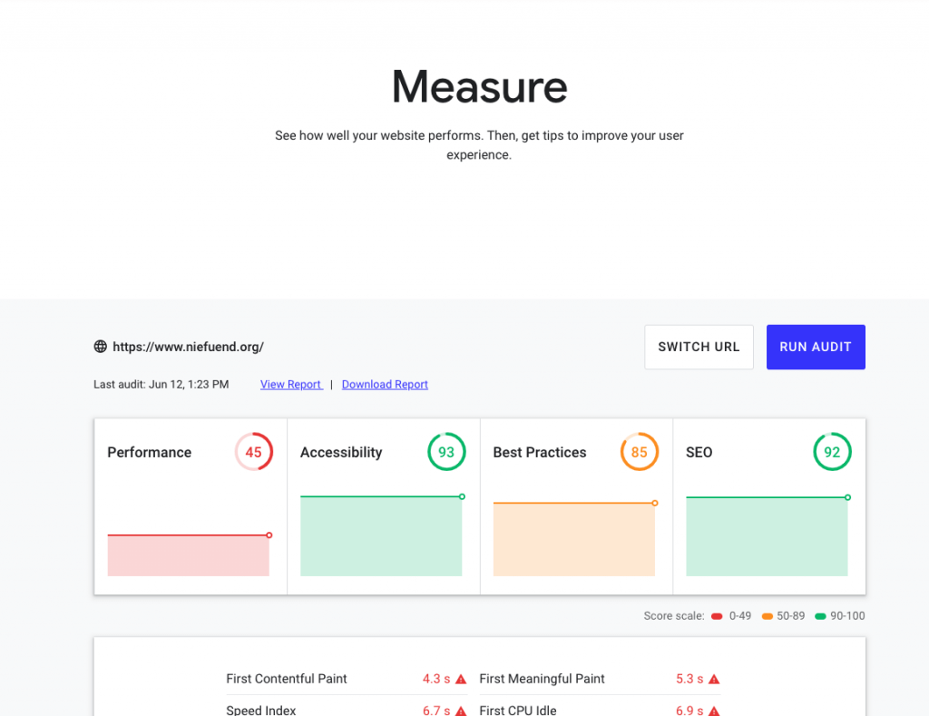 web.dev measure - Google Lighthouse